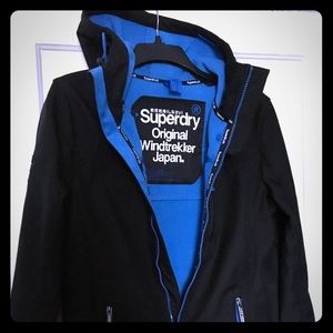 Men’s Superdry Windtrekker Rain Jacket Black Blue